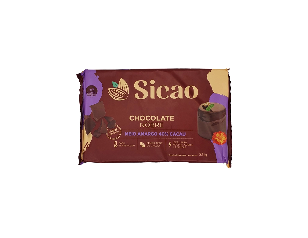 CHOCOLATE MEIO AMARGO NOBRE 40 % CACAU SICAO 2,1 KG (CX 5 UN)